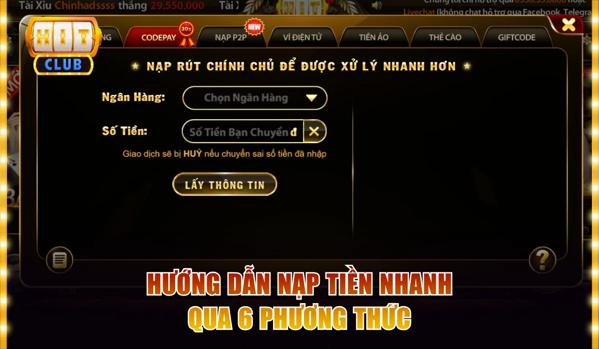 Hitclub nạp rút bao lâu thì nhận hướng dẫn nạp nhanh