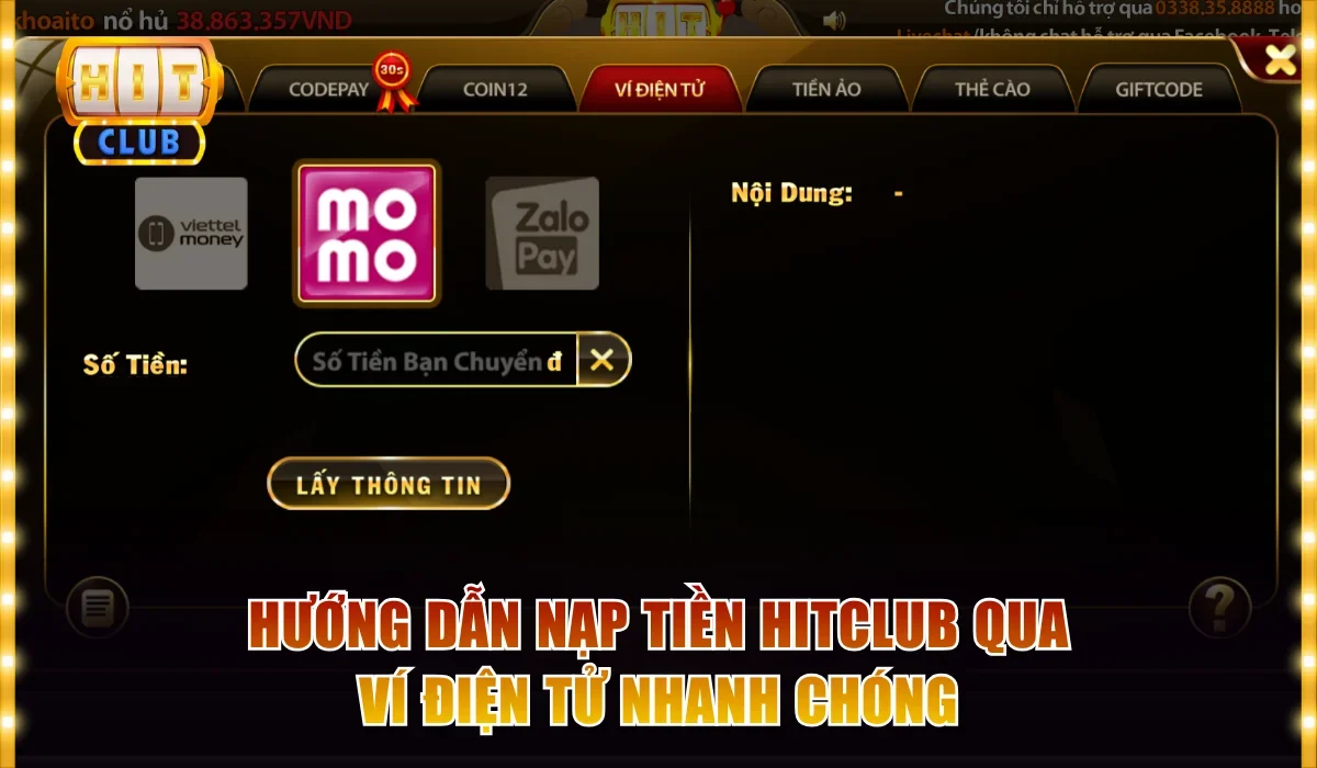 Nạp tiền Hitclub 4 huong dan nap tien hitclub qua vi dien tu nhanh chong