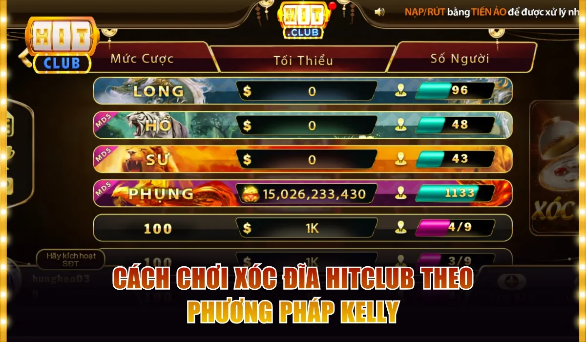 Cách chơi Xóc đĩa Hitclub theo phương pháp Kelly