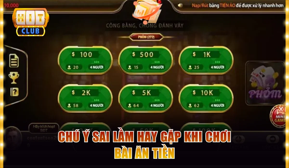 Kinh Nghiệm Chơi Game Bài Hitclub Không Lo Cháy Túi 4 Chú ý sai lầm hay gặp khi chơi bài ăn tiền